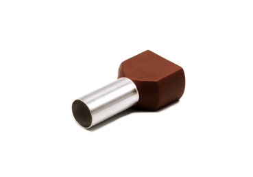 Preview: Hilpress Doppel - Aderendhülsen 2x 10 mm² isoliert braun Hülse 14 mm Kupfer verzinnt 2x10,0N 100 Stück